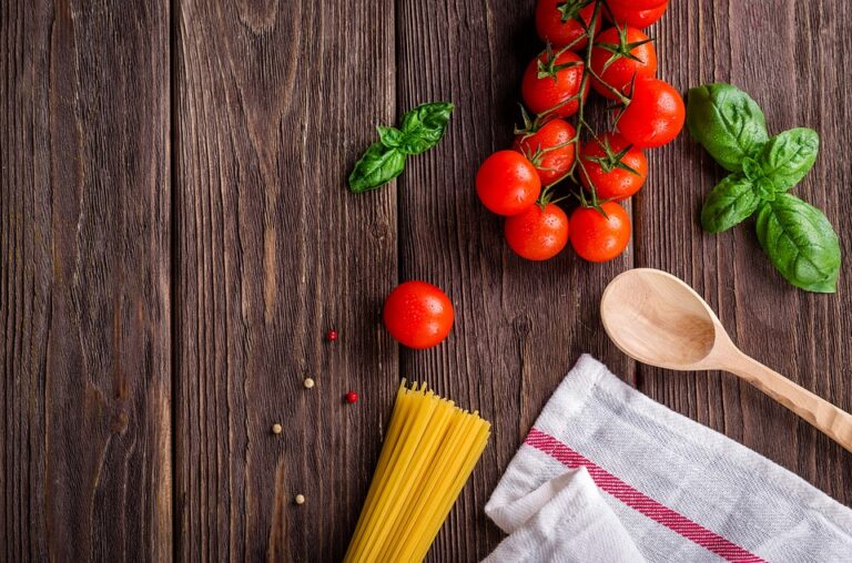 food on wood background